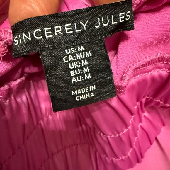 Vibrant Pink Elastic Waist wide leg soft Pants size M - Picture 9 of 10